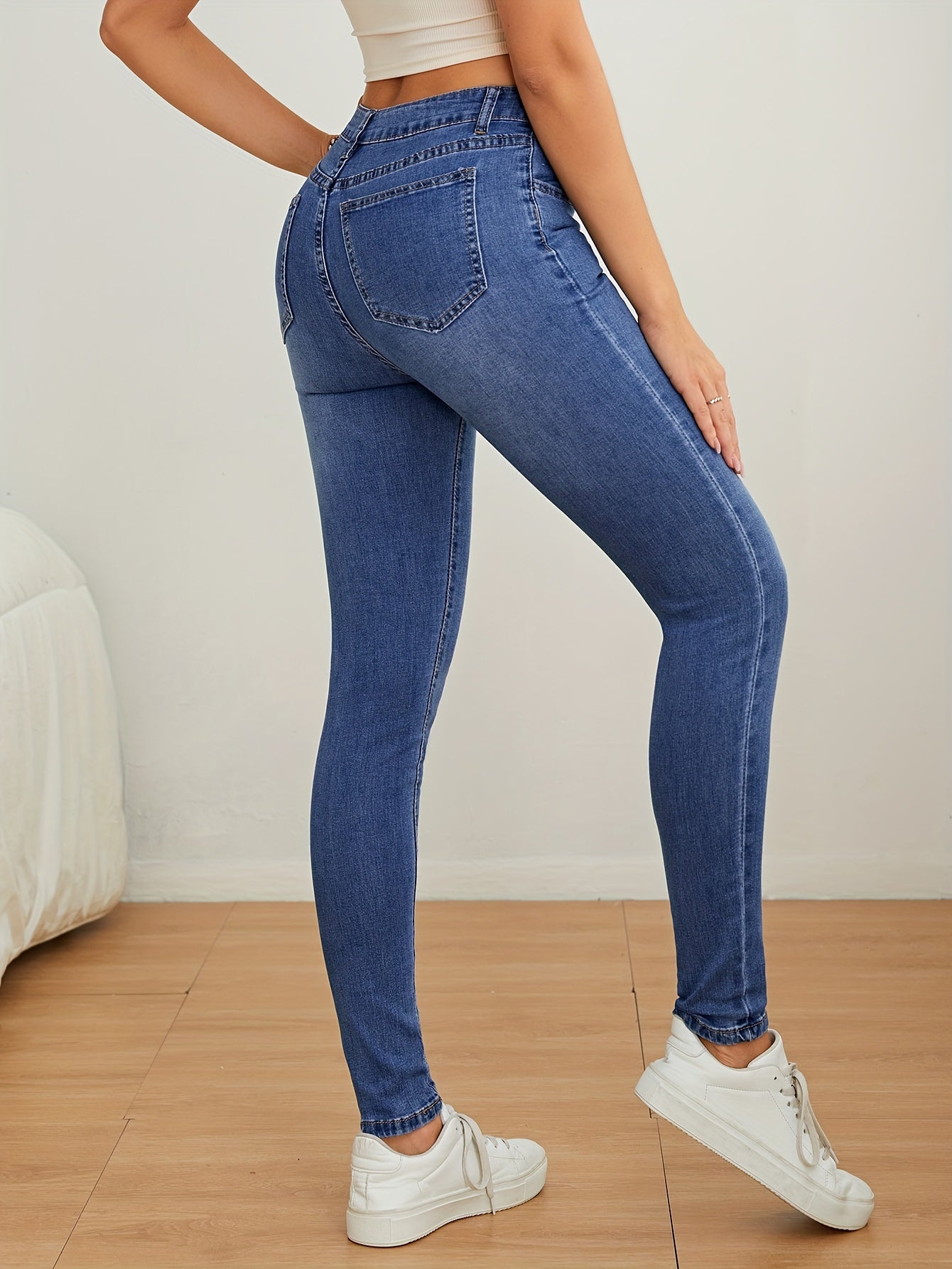  High Rise Skinny Jeans - Button Fly High Stretch