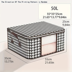 1pc 50 75L Houndstooth Storage Bag Blanket Zipper Large Organizer Dustproof