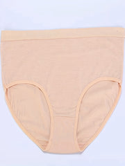 4 Pack Plus Size Basic Panties Set Women's Plus Solid Mid Waist