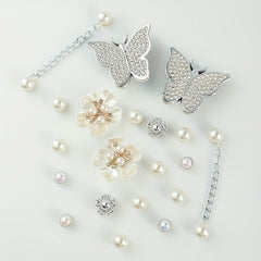 20pcs Shoe Decorations Butterfly Chain Small Flowers for Crocs Gift Party Decor