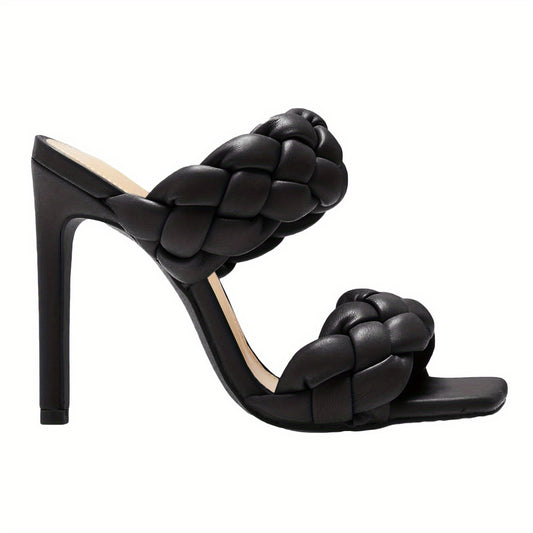 Square Toe High Heels Double Band Stiletto Sandals