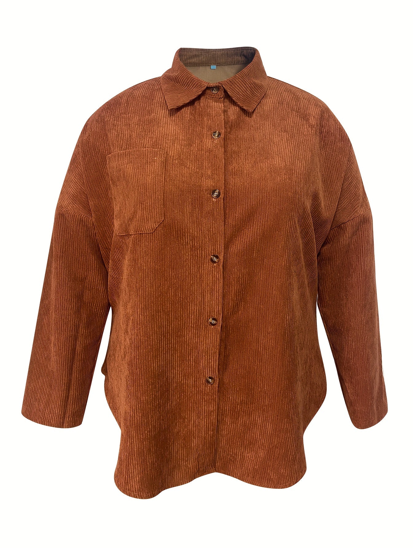  Corduroy Button Up Collar Shacket