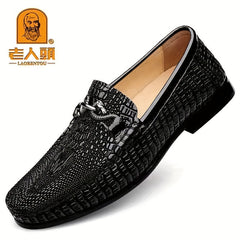 LAORENTOU Men's Leather Square Toe Loafers Lightweight Slip On Dress Shoes