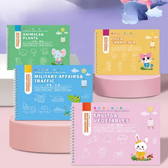 Set of 4 Reusable Drawing Books for Writing Practice - Ages 4+