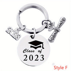 Vintage Stainless Steel Graduation Keychain Pendant Bag Charm
