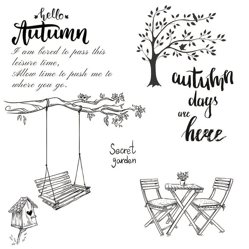 Hello Autumn & Sweet Garden Swing Clear Stamps Set