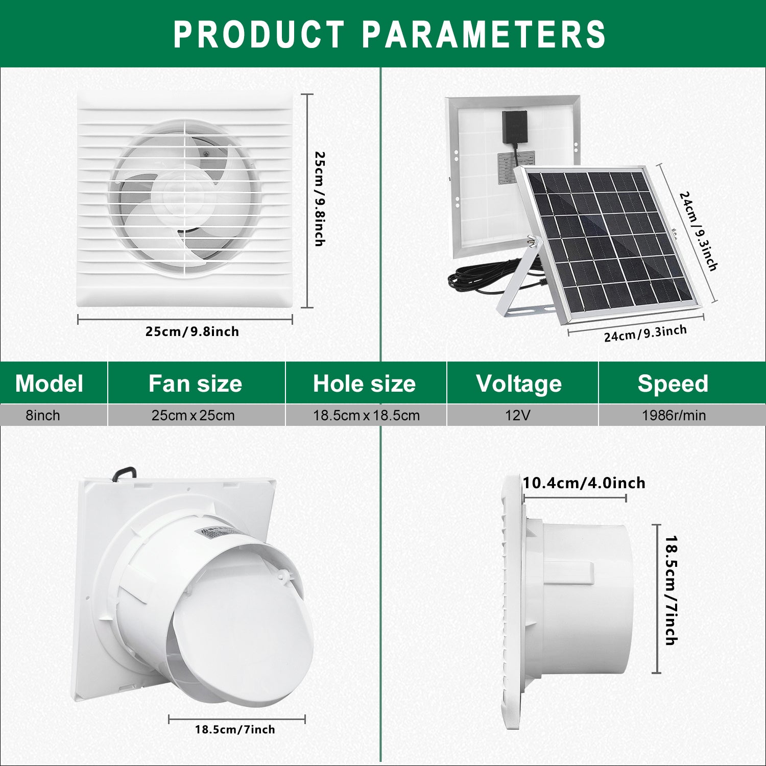 Household Ventilator Fan with Solar Panel