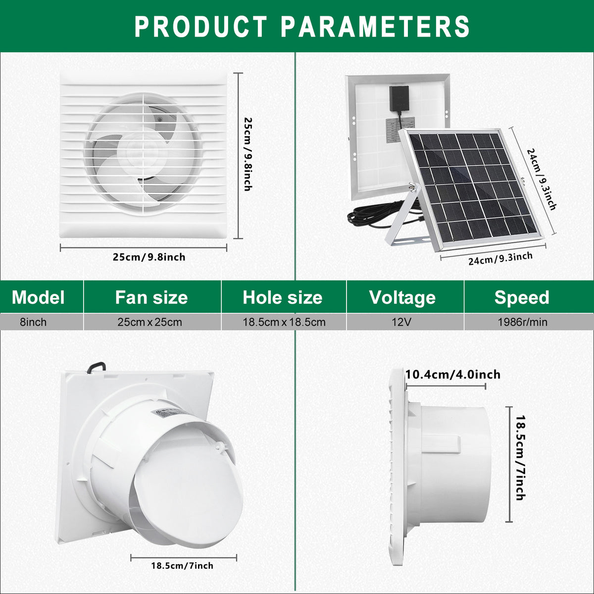 Household Ventilator Fan with Solar Panel