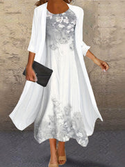 Floral Print Tank Dress & Solid Cover Up Set