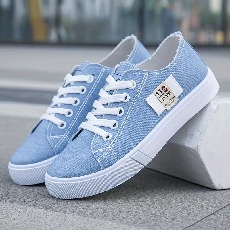 Women's Flat Canvas Shoes Low Top Sneakers Lightweight Walking Shoes
