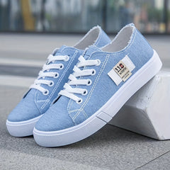 Women's Flat Canvas Shoes Low Top Sneakers Lightweight Walking Shoes