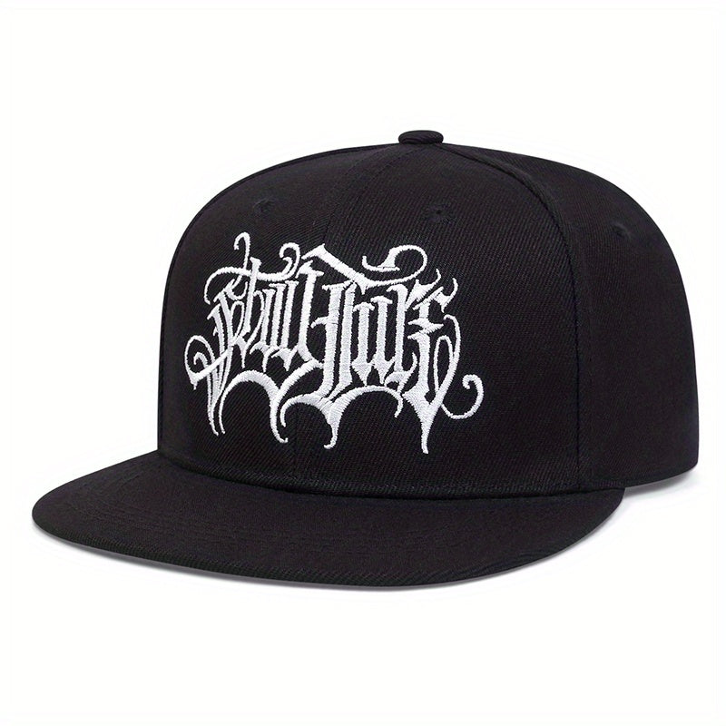 Men's Embroidered Flat Brim Hat for Outdoor Sports