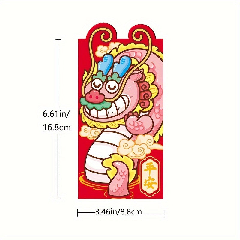 6pcs Dragon Year Red Envelopes Cartoon Lucky Money Packets Wedding