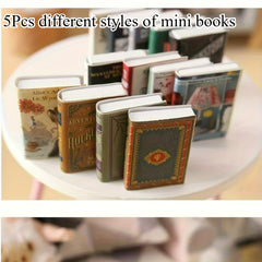 Micro House Library Bedroom Decor DIY Miniature English Books for 1 12 Dollh