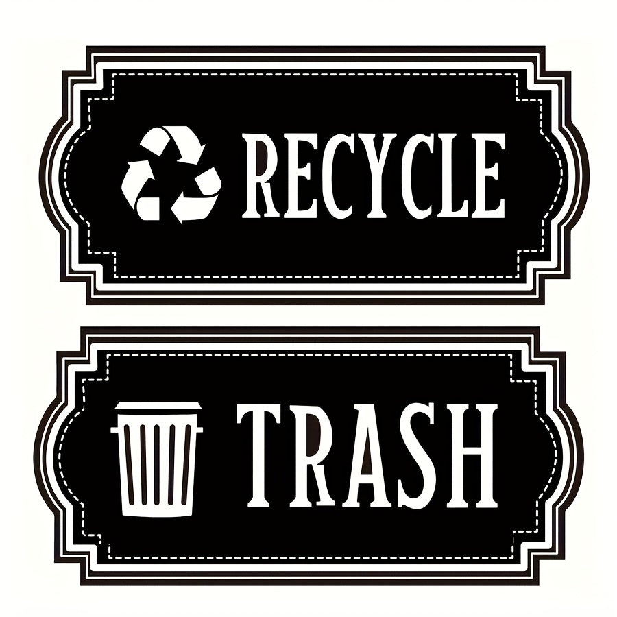 2pcs Gray Recycling Trash Stickers Glossy Finish Indoor Outdoor Use