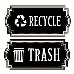 2pcs Gray Recycling Trash Stickers Glossy Finish Indoor Outdoor Use