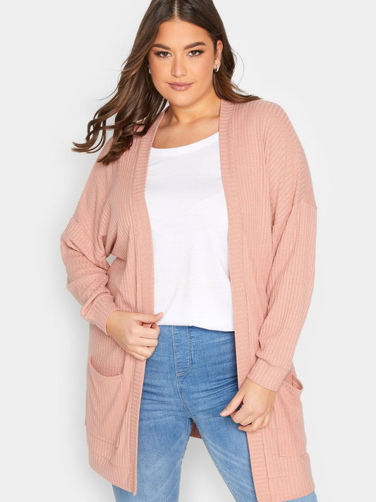  Long Sleeve Open Front Cardigan With Pockets
