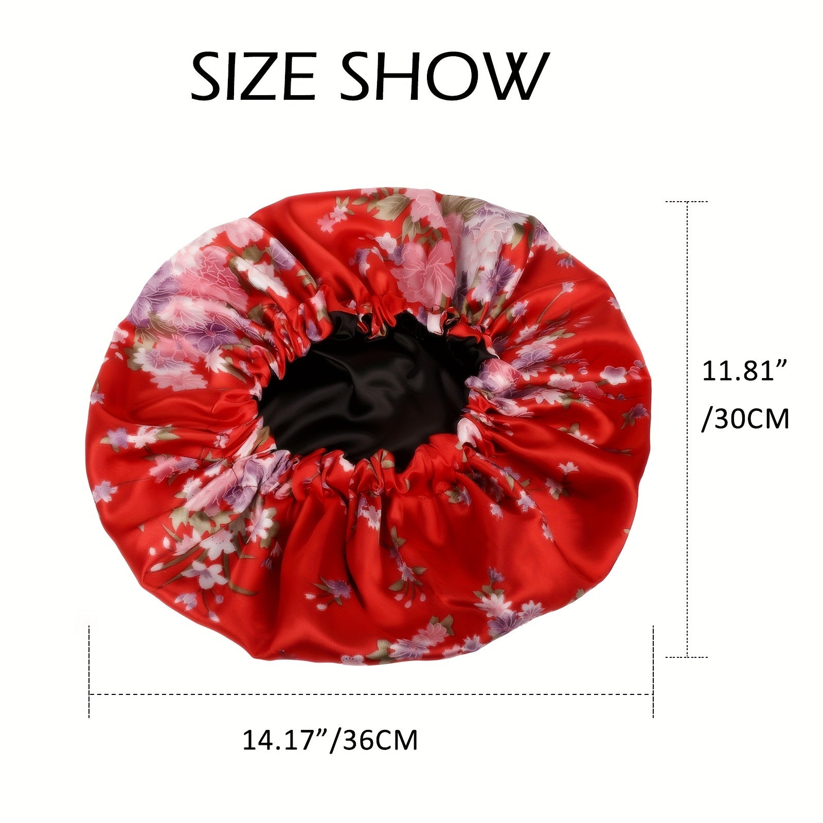 Flower Printed Satin Hair Bonnet Cap for Women