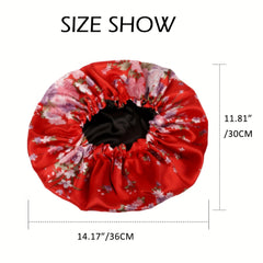 Flower Printed Satin Hair Bonnet Cap for Women