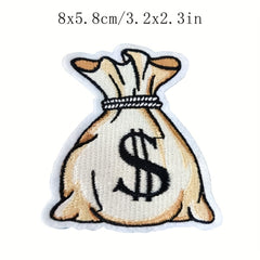 Money Bag Pattern Patches Embroidery Cloth Stickers DIY Decoration