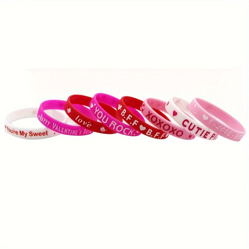 8pcs Love Pattern Silicone Bracelet Holiday Party Gift