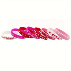 8pcs Love Pattern Silicone Bracelet Holiday Party Gift