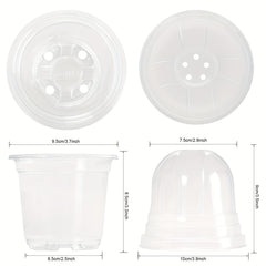 30 Clear Nursery Pots with Humidity Domes 10-16 cm - Seed Starter Pots