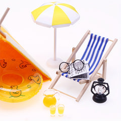 Summer Dollhouse Decor Yellow Tent Duck Swim Ring Tea Set