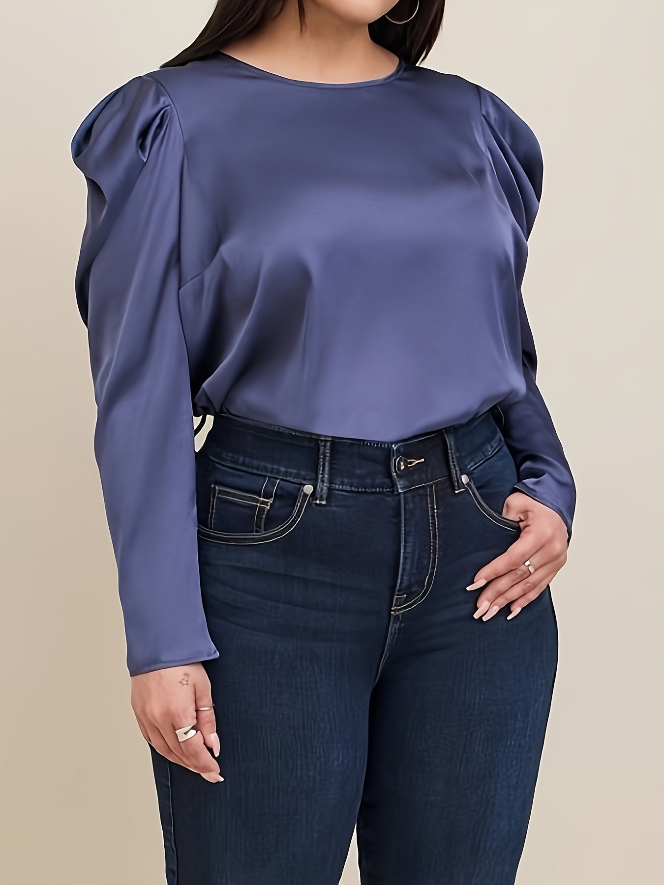  Satin Gigot Sleeve Blouse