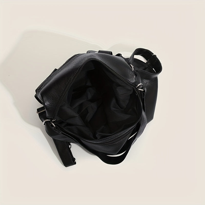 Punk Tote Bag PU Leather Backpack Shoulder Bag with Large Capacity Pockets