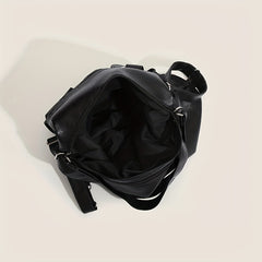 Punk Tote Bag PU Leather Backpack Shoulder Bag with Large Capacity Pockets
