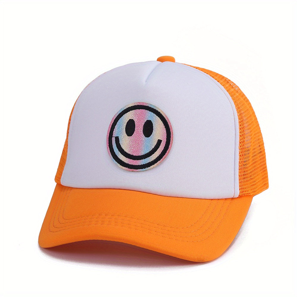 Men's Laser Happy Face Labeling Sponge Adjustable Baseball Cap