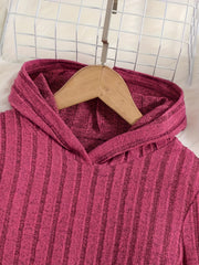  Ribbed Knit Long Sleeve Hoodie & Flared Leg Pants Lounge Set