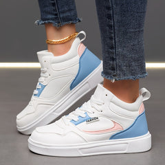 High Top Faux Leather Lace Up Skate Shoes