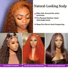 Brown Kinky Curly 13x4 Lace Frontal Human Hair Wig