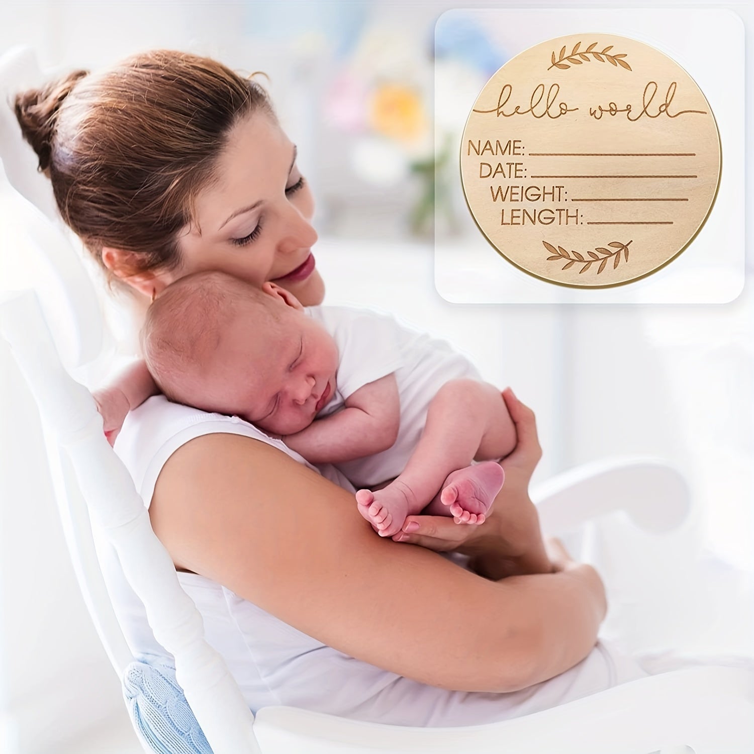 Wooden Baby Announcement Sign & Pacifier Clip Set