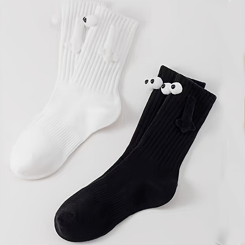 Hand In Hand & Cartoon Eyes Women's Socks - 2 Pairs