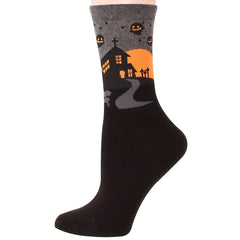 5 Pairs Bat Pattern Socks Halloween Funny Mid Tube Women's Stockings