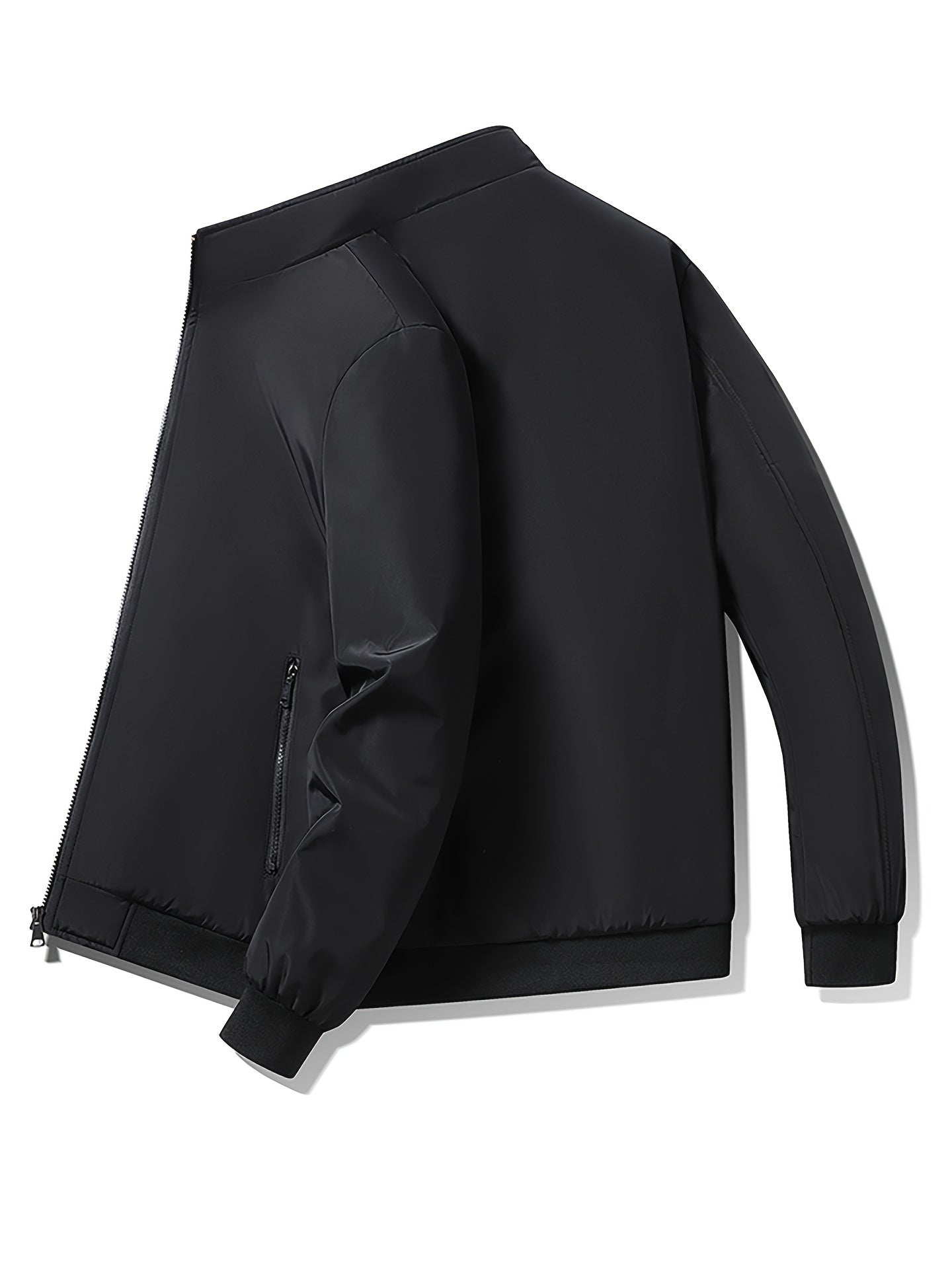 Men's Casual Zipper Jacket Solid Stand Collar