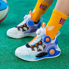 Boy's Block Basketball Shoes Rotating Buckle Non Slip Sneakers