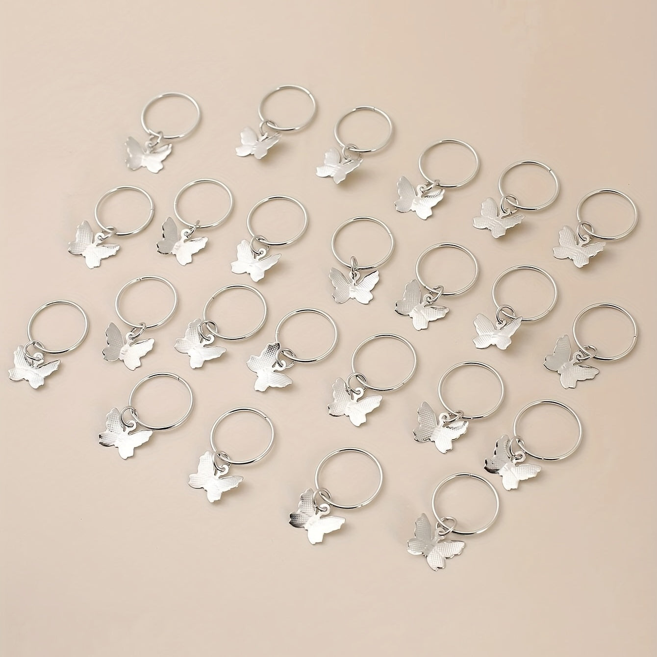 24pcs Butterfly Hair Ring Golden Accessory For Girls Women