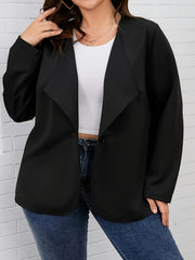  Solid Long Sleeve Open Front Blazer