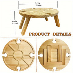 Folding Picnic Table with Wine Glass Holder and 2-in-1 Rack