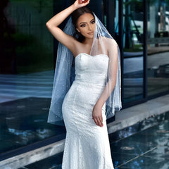 Handcrafted Bridal Veil with Colorful Rhinestones