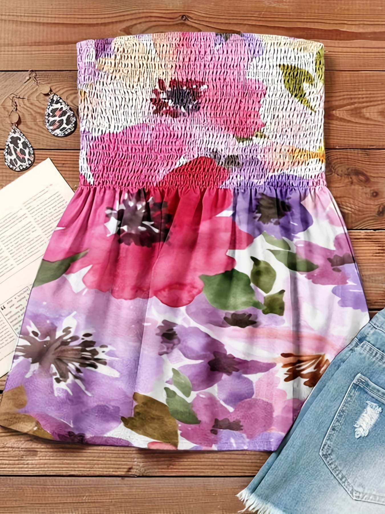 Floral Print Tube Top Sleeveless for Women