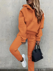  Solid Hoodie & Joggers Two Piece Set