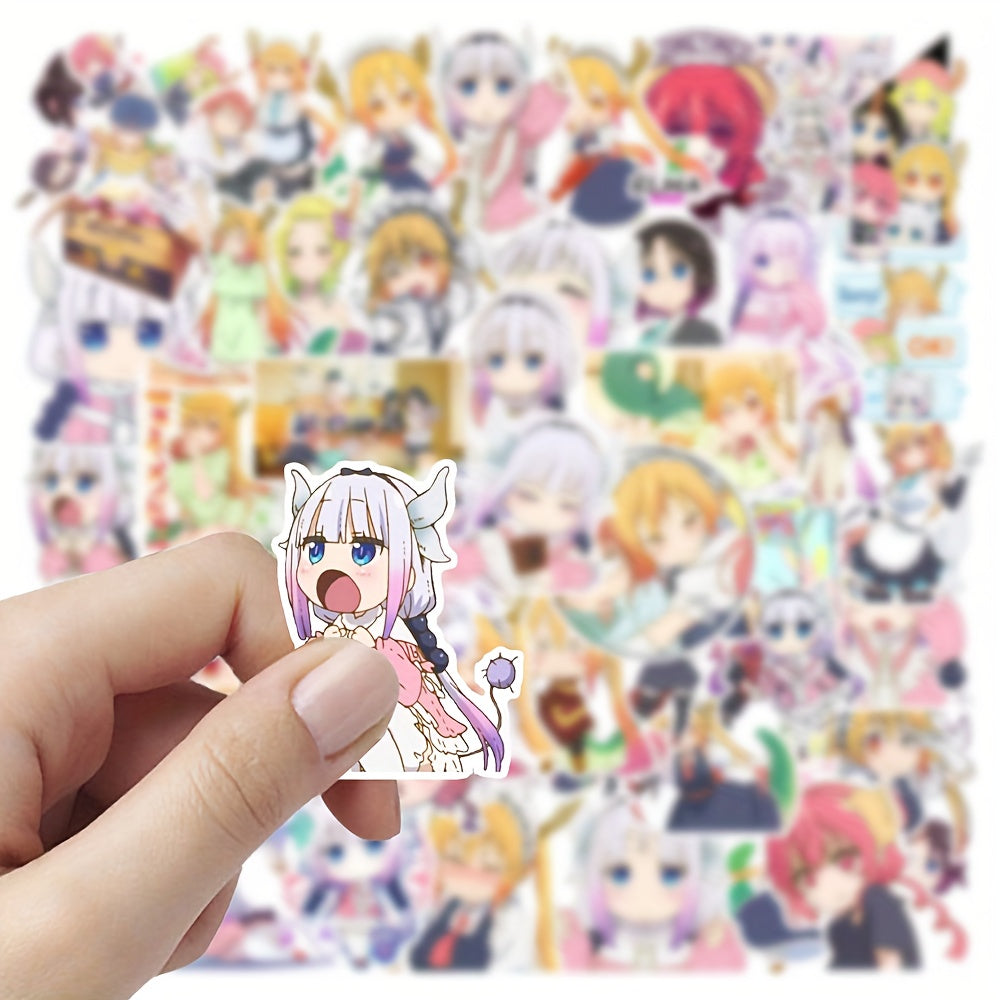 54pcs Dragon Servant Anime Stickers in Various Colors Self Adhesive Decorative S
