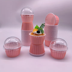 50pcs Cake Cups With Lids Heat Resistant Cake Paper Holder
