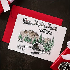 Christmas Transparent Stamps Xmas Theme City House Background