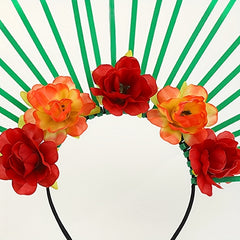 Goddess Chain Headband Simulation Flowers Green Ribbon Party Accessory
